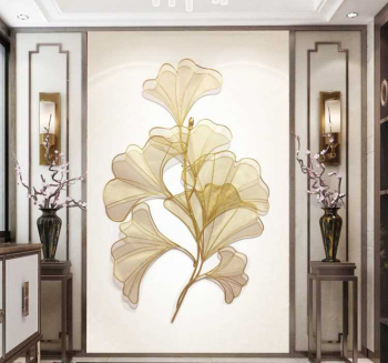 Tranh kim loại hình lá trang trí ấn tượng PD 066