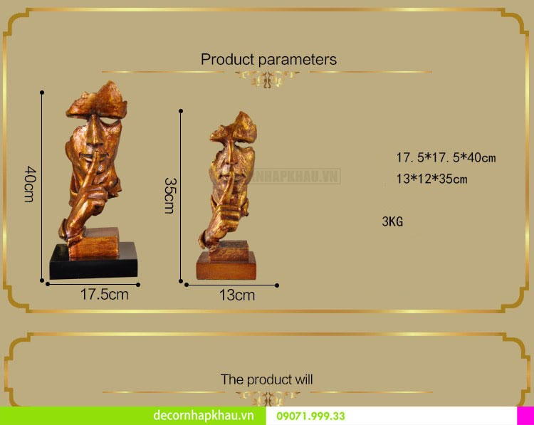 Tượng 3 không trang trí ODC 0015 4